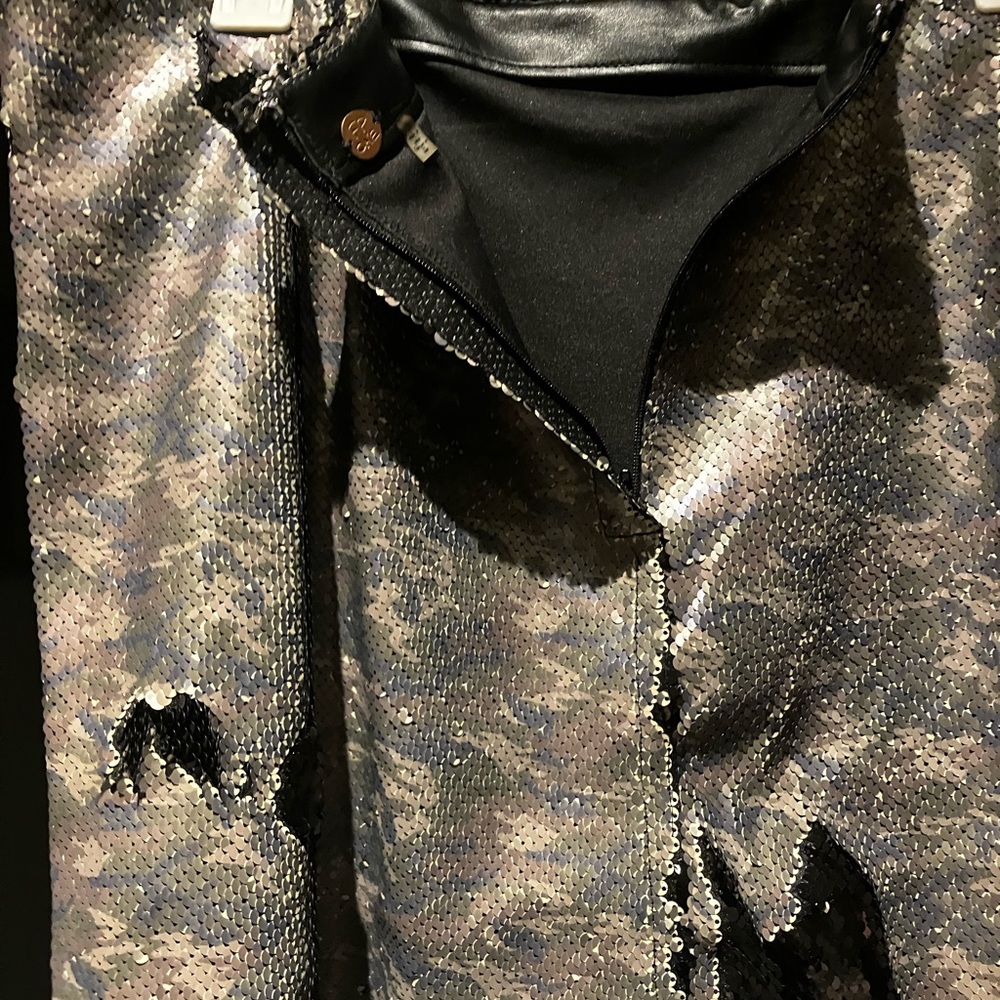 Camo sequin Free People mini skirt size 10 - Picture 5 of 6